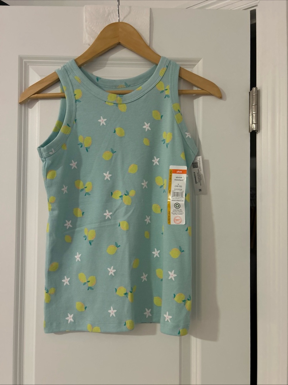 Wonder Nation Girls Kid Tough Ribbed Tank Top, Large (10-12) Plus, Lemons- NWT
